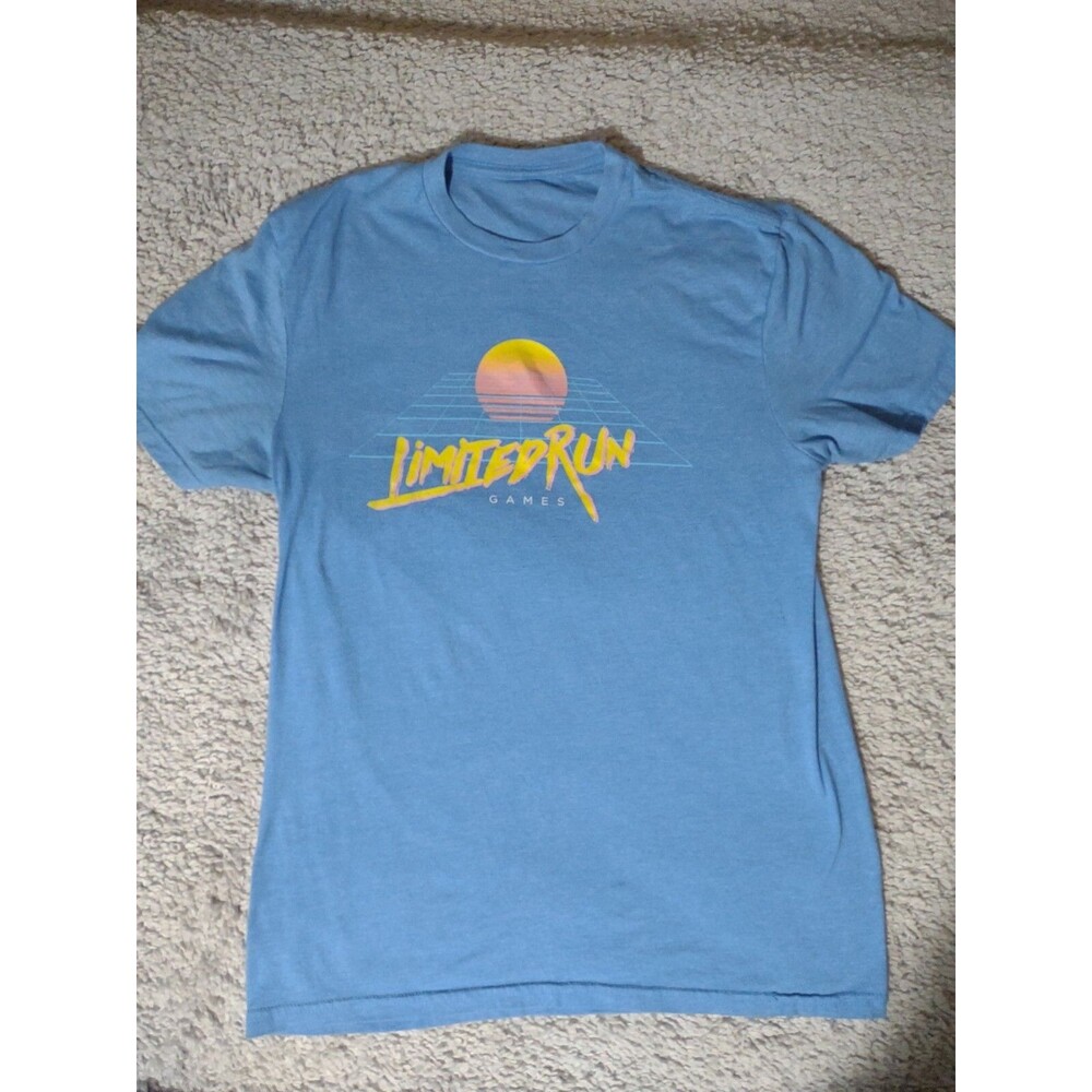 Limited Run Games Blue Logo T-Shirt Missing Size Tag Men’s/Women’s Casual Tee